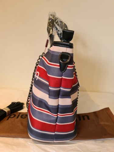 Pierre Cardin Shopping bag large striped logo 2 way straps with double handles - Picture 5 of 12