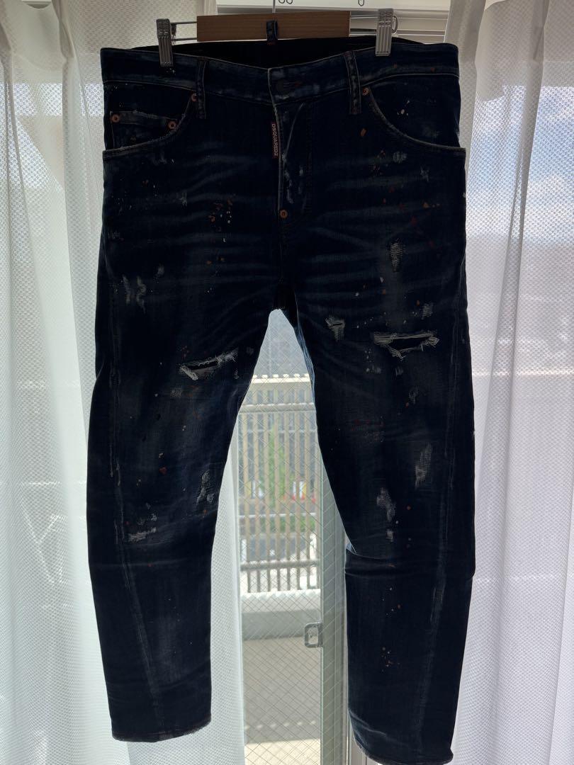 DSQUARED2 Slim Fit Denim Pants 48 Dark Blue Paint & Distressing | eBay
