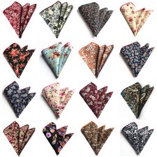 Men's Cotton Floral Paisley Pocket Square Handkerchief Elegant Flower Hanky