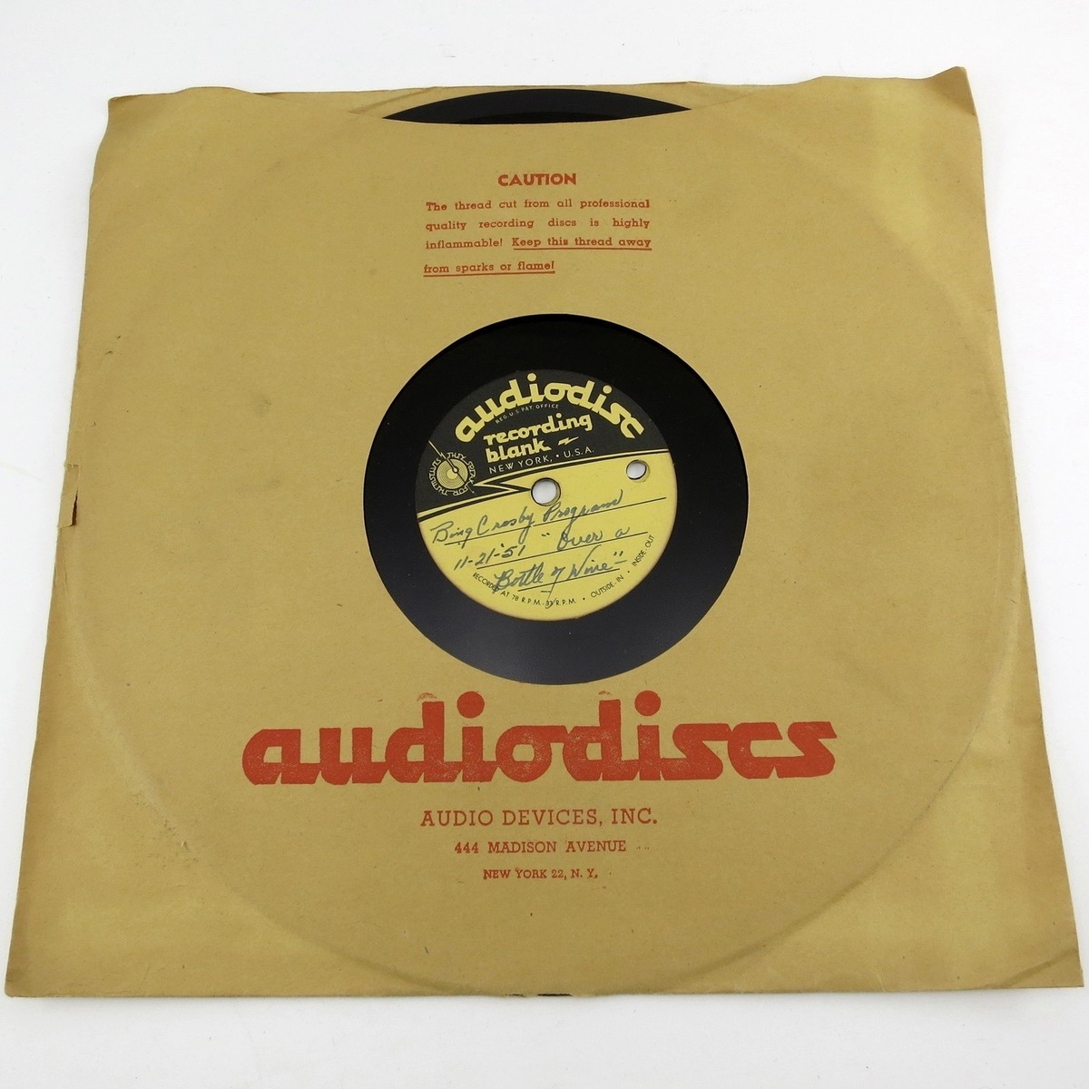 BING CROSBY PROGRAM 2 Vintage AUDIODISCS 1951 Live