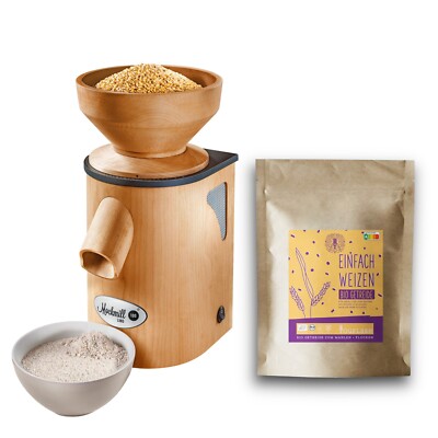 Mockmill Lino 100 + 2,5 kg Bio Weizen | Getreidemühle Starter-Kit | 100 g/min