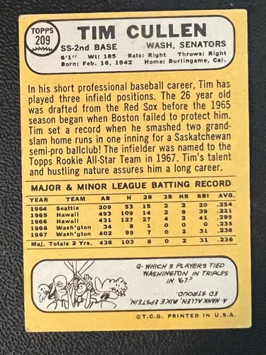 1968 Topps Baseball Singles -- Pick Your Card - 99 Cents Each - Picture 211 of 379