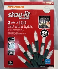 Sylvania Stay-lit 2 Sets Of 100 Mini Pure White LED Lights 200 Total