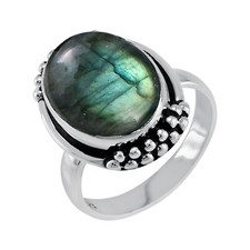 Labradorite Gemstone Silver Statement 925 Sterling Silver Ring For Girlfriend