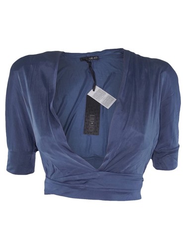 Liu Jo Donna Maglia Chiusura Nodo In Vita Stretch Scollo Ampio Manica Corta Top - Picture 20 of 33