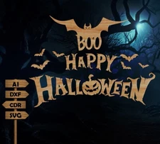 "Happy Halloween" Large Wooden Sign. Digital File Digital file. AI,DXF,CDR, SVG.