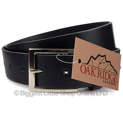 NEU Qualität HERREN dicker schwarzer LEDERGÜRTEL 1,3'' breit von Oakridge Größen bis 49''