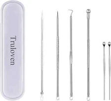 6PCS Blackhead Remover Extractor Pimple Popper Tool Kit Stainless Steel Facial 