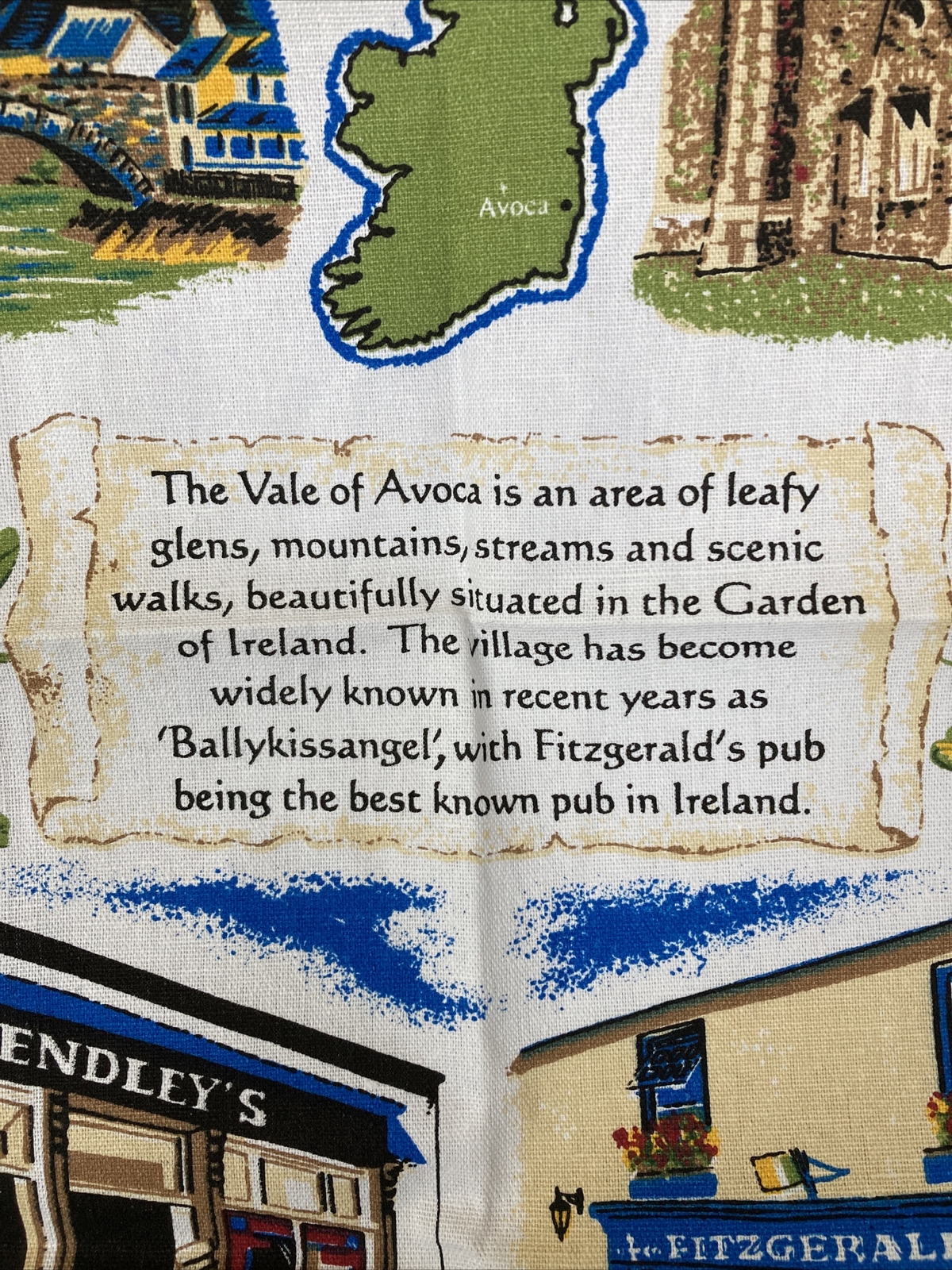 Irish Wall Hanging Avoca Ballykiss Cotton Towel Fitzgerald Hendley 20 x 30"