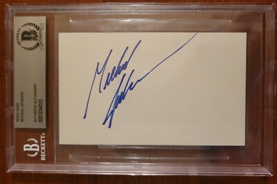 Michael Johnson US Olympic Gold Sprinter Signed 3x5 Index Card Beckett Baylor 