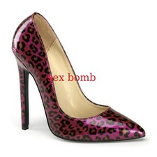 sexy DECOLTE' VIOLA perlato leopard tacco 13 dal n. 35 al 44 scarpe GLAMOUR