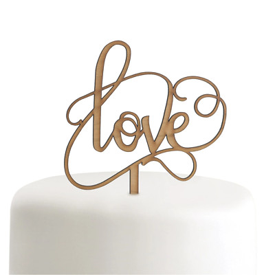 Wood Grain ''LOVE'' Cake Pick