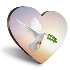 Heart MDF Coasters - White Dove Peace Bird Humanity  #21999