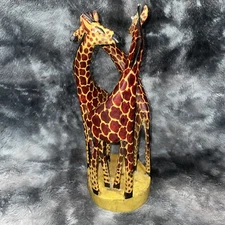 Giraffe Grouping Statue Hand Carved  Damaged Glued