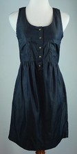 J Crew Size 00 Chambray Tank Dress Snap Front Navy Pockets New