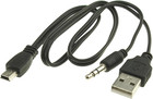 New Usb2.0 Charging Cord to Mini B Male and 3.5Mm Jack Plug Audio Cable for Mp3/