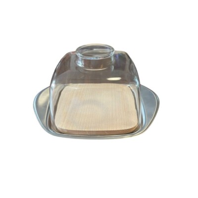 WMF Cromargan Germany Cheese Tray With Dome Stainless Square Cutting Board