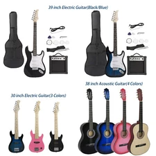 Beginners Acoustic/Electric Guitar 30" 38" 39" With Guitar Case Strap Pick