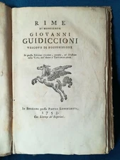 Guidiccioni, Rime. In this Edition Revised with the Life of the Author. Bergamo