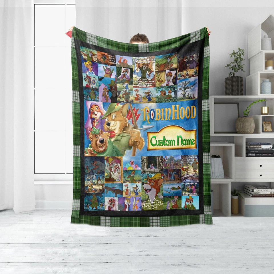 Manta de sofá personalizada nunca demasiado vieja para fanáticos de películas de dibujos animados Robin Hood Foto 3 de 3