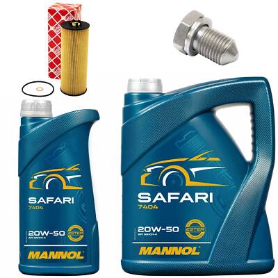Motoröl Filter Set MANNOL 20W-50 Safari 6 Liter + Schraube für Skoda Superb I