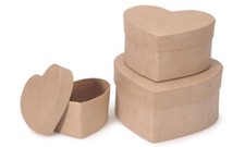 Darice Paper Mache 3 Piece Nesting Boxes Heart Shape - Your Size Choice