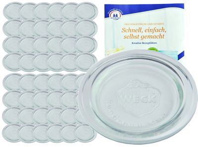48 Weck Glasdeckel 100mm Deckel Ersatzdeckel Glas Rundrandglas RR100 transparent
