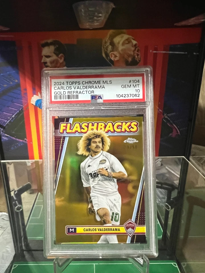 2024 Topps cromo MLS Carlos Valderrama #104 refractor de oro/50 PSA GEMA MT 10 Foto 3 de 4
