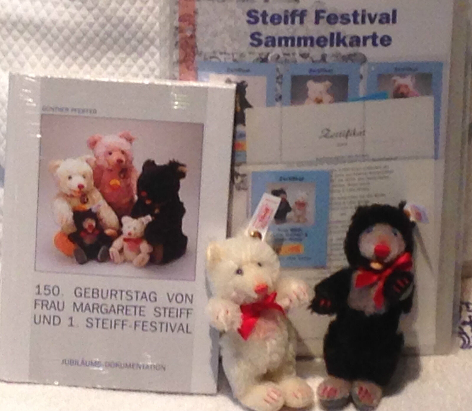 Steiff Little Blackey and Little Whitey Teddy Bears Set With 