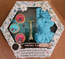 Facial Care Gift Set Lip Scrub Balm Face Mask Microfiber Headband Massager