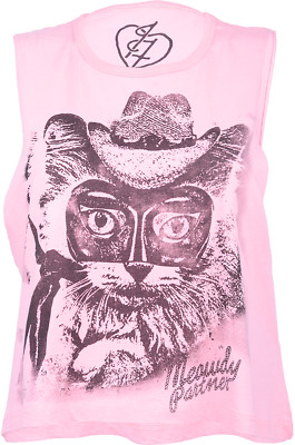 Iron Fist LONE Kitty PUSSY CROP Muscle Tank Top Oversized Shirt Rockabilly