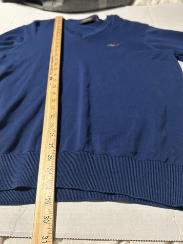 Greg Norman Men's Cotton V-Neck Sweater Blue Size Medium Knit Preppy - Picture 4 of 6