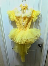 Yellow Sequin Dance Costume Ballet Pageant Tutu Dress Size LC