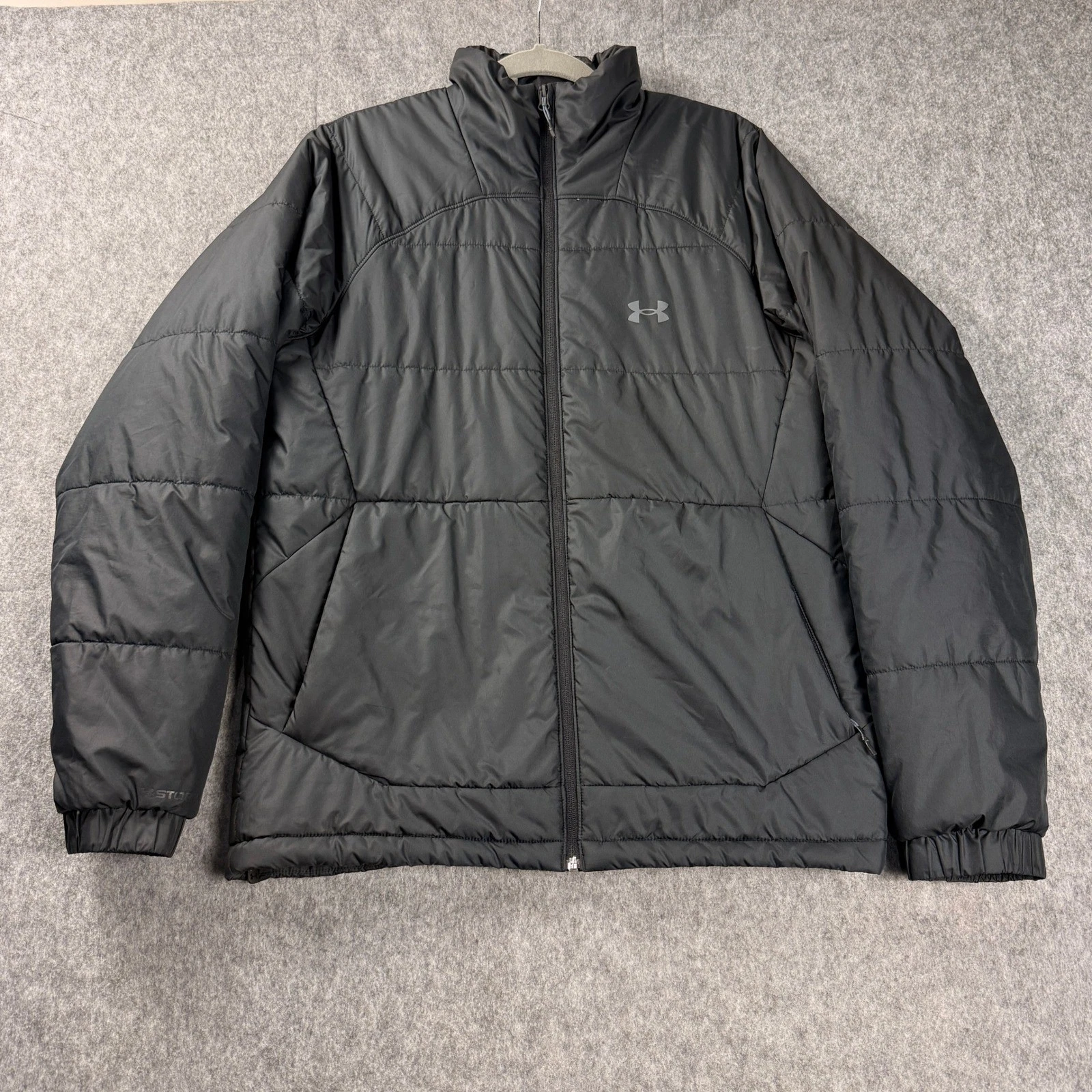 Under Armour Storm Mens Jacket M Black Full Zip Puffer Insulated Mock Neck Coat