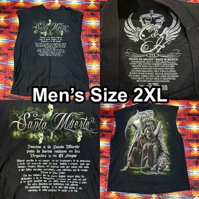 Vintage Y2K Grim Reaper Hell Hound Santa Muerte C & H Black Tank Top Men s 2XL