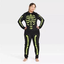 Hyde Eek Women's Glow-In-The-Dark Skeleton Halloween Suit Sz Small NEW