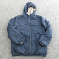 Patagonia Jacket Kids 12-13 Blue Sherpa Lined Puffer Hooded Full Zip Coat