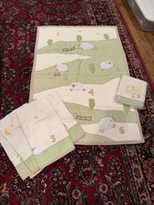 Pottery Barn Baby Lambie/Counting sheep CRIB Quilt, Skirt And 4 Valances