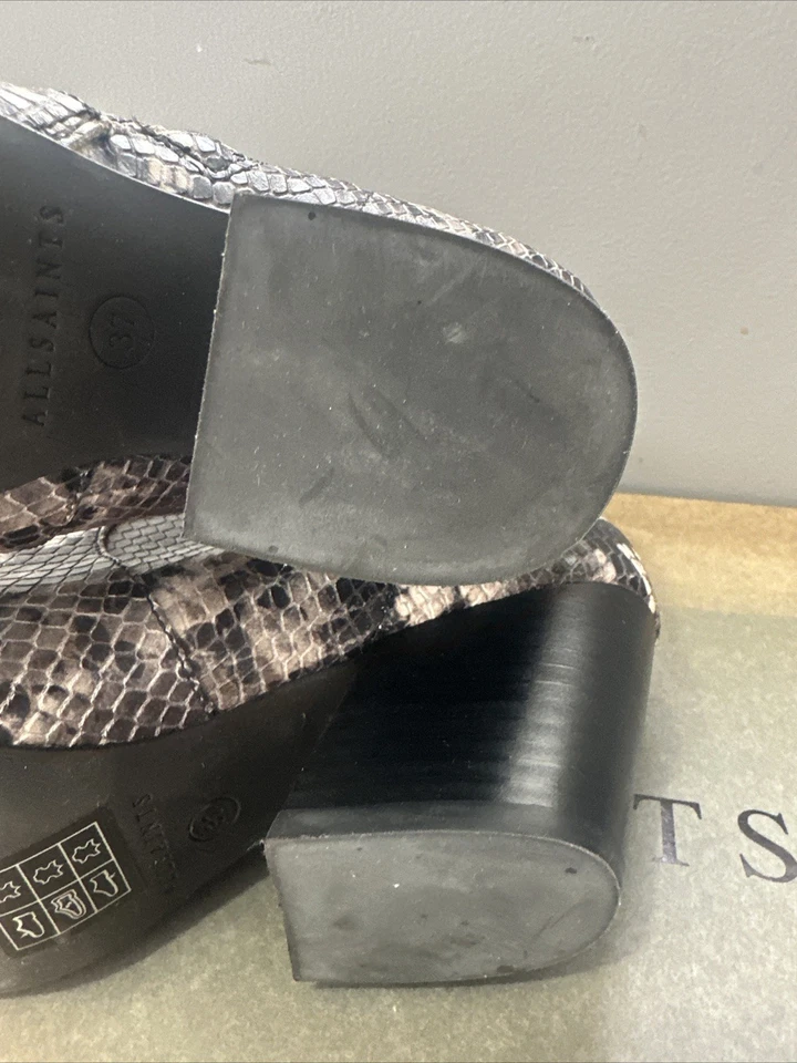 NWB AllSaints Womens Shoes Black/White Aster Snake Embossed US 6M Foto 4 de 4