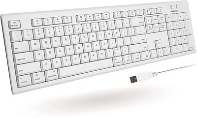 Macally Full-Size USB Wired Keyboard for Mac Mini/Pro, iMac Full Size, white