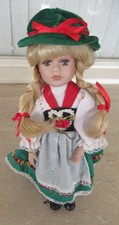Traditionally dressed German Doll - approx 34cm with stand - good qual plastic