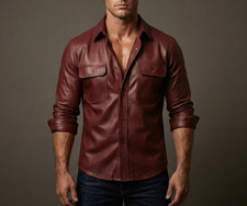 Men’s Genuine Cowhide Leather Shirt Jacket | Premium Handmade Streetwear Wear