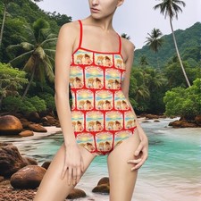 Catch Some Rays Perfect Summer Sun Vintage Beach Postcard Swimsuit  One-piece