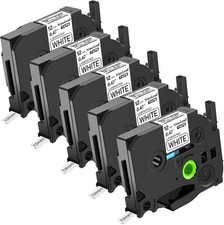 5-Pack TZe TZ Tape 12mm 0.47 Laminated White Compatible for Brother P Touch L