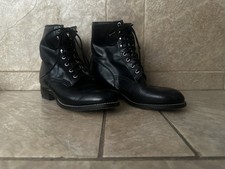 Vintage 90s Justin Roper Black Lace Up Kilte Western Boots Size 8