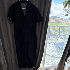 Black Short Sleeve Coverall Jumpsuit 92 Cotton 8 Polyester MPN M5A417HS0M