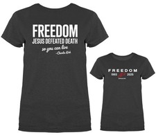 Charlie Kirk Jesus Defeated Death True Patriot Memorial Freedom Women's T-shirt