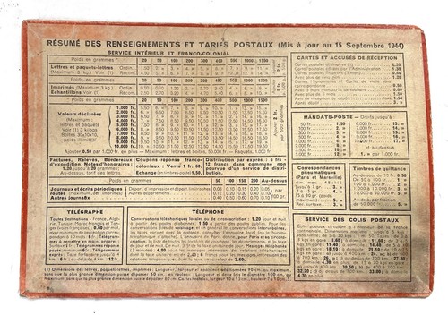 Vintage Original France 1945 Calendar Almanach PTT - Picture 2 of 2