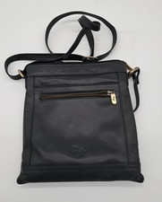 GiGi Black Leather Crossbody Bag, Outside Zipped Pockets