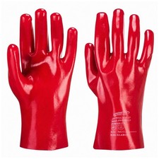24 Pair Red PVC Rubber Heavy Duty Gauntlet 27cm Long Arm Chemical Safety Gloves